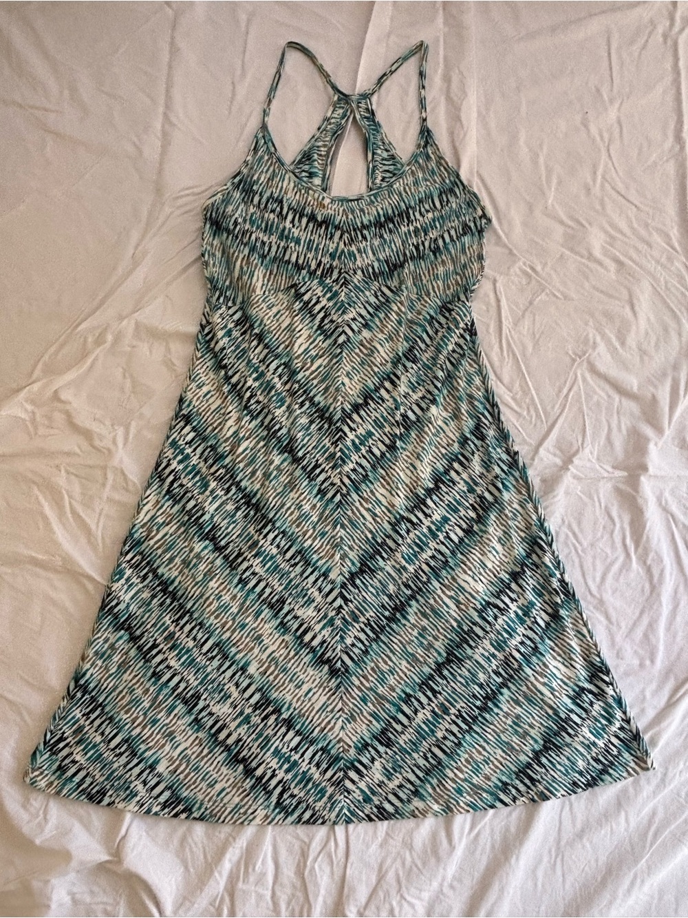 Patagonia Chevron-Pattern Dress in Teal and White